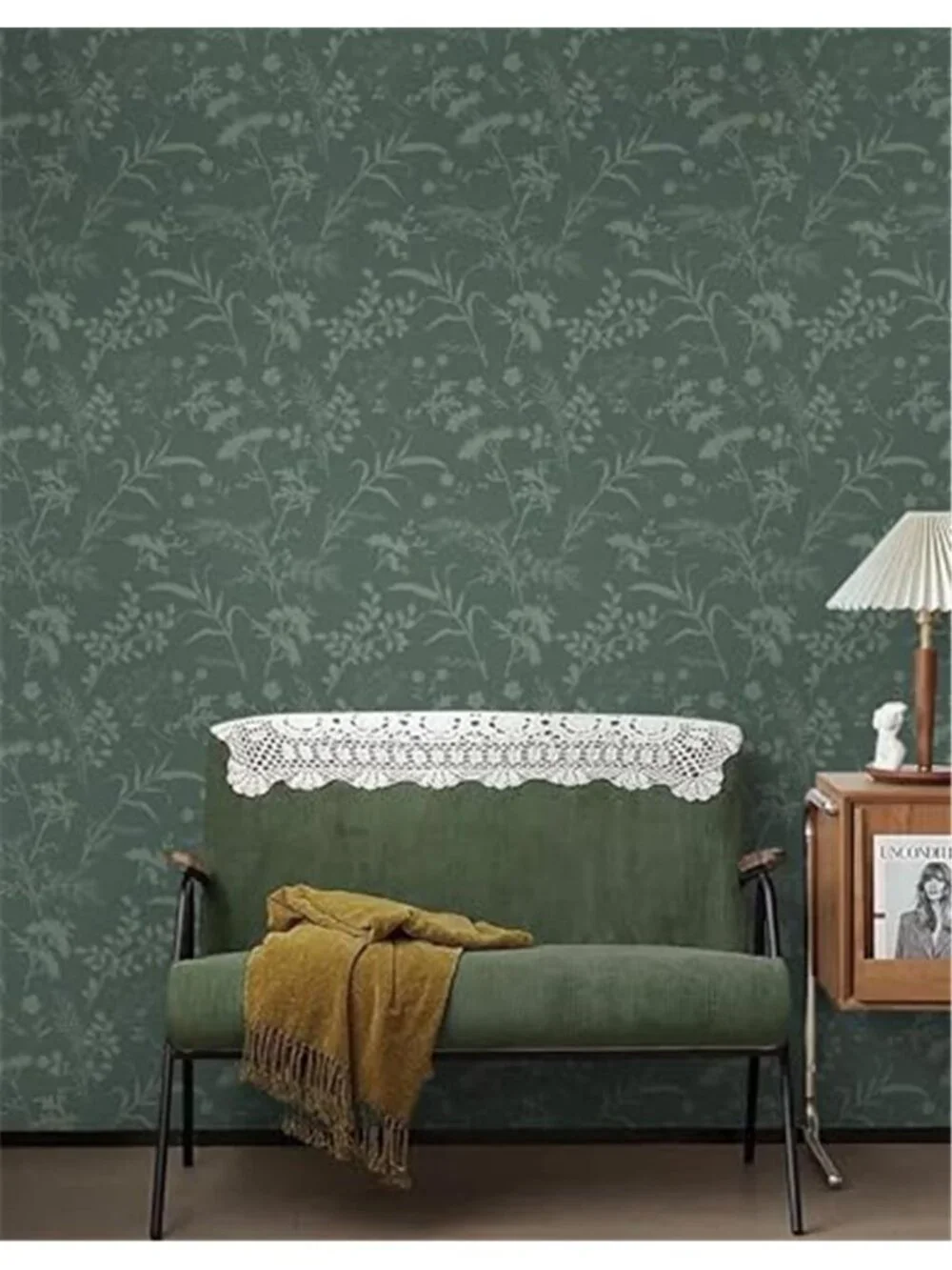 Sage Green Floral Peel and Stick Wallpaper Removable Self Adhesive Contact Paper